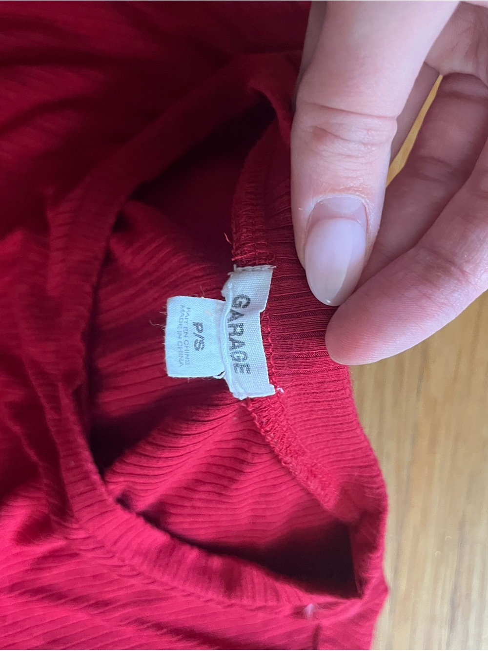 Garage Red Ribbed Ruched Tie-Front Crop Top - Picture 2 of 2